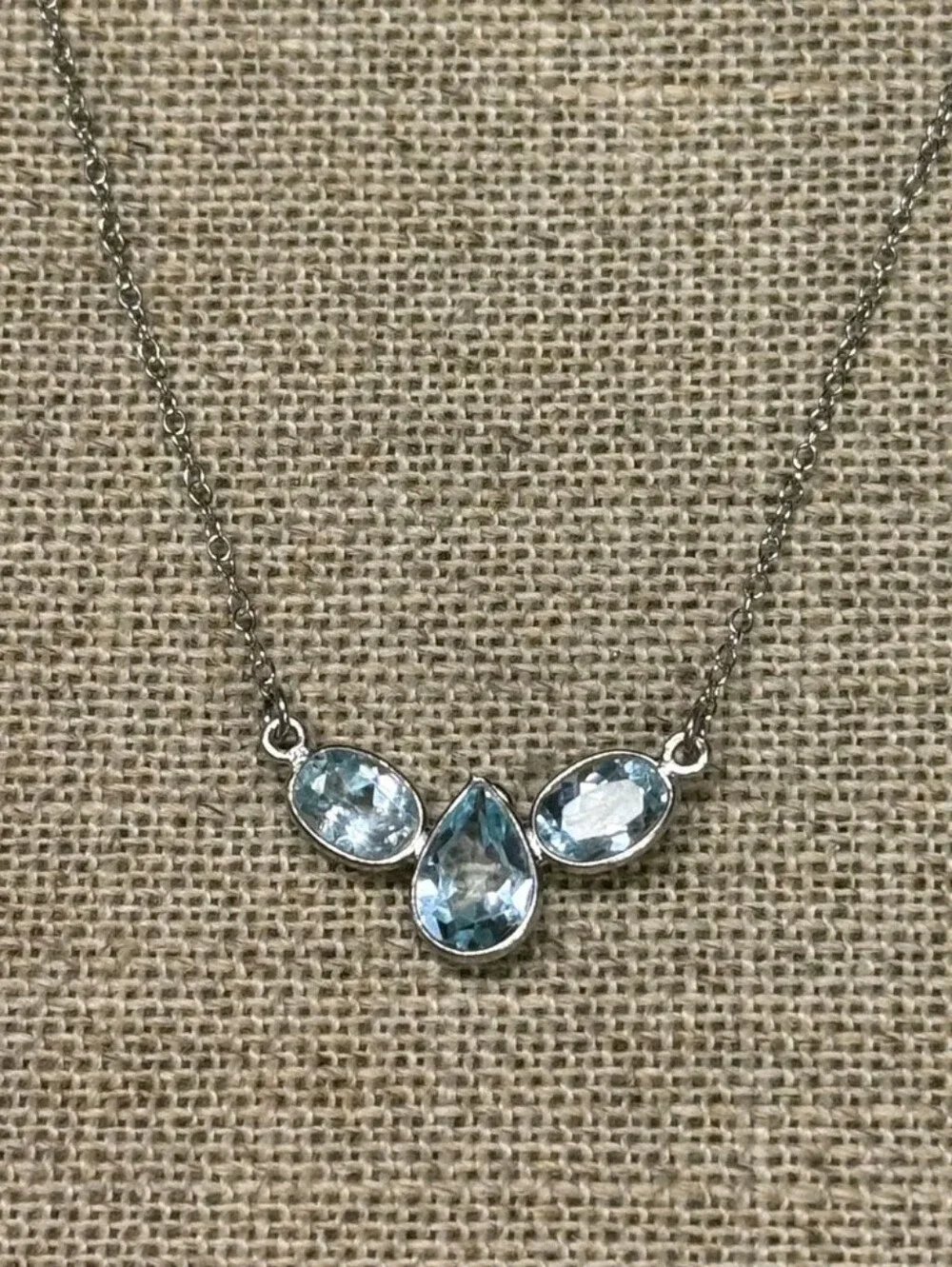 Sterling Silver 3.11 TCW Sky Blue Topaz Princess Necklace
